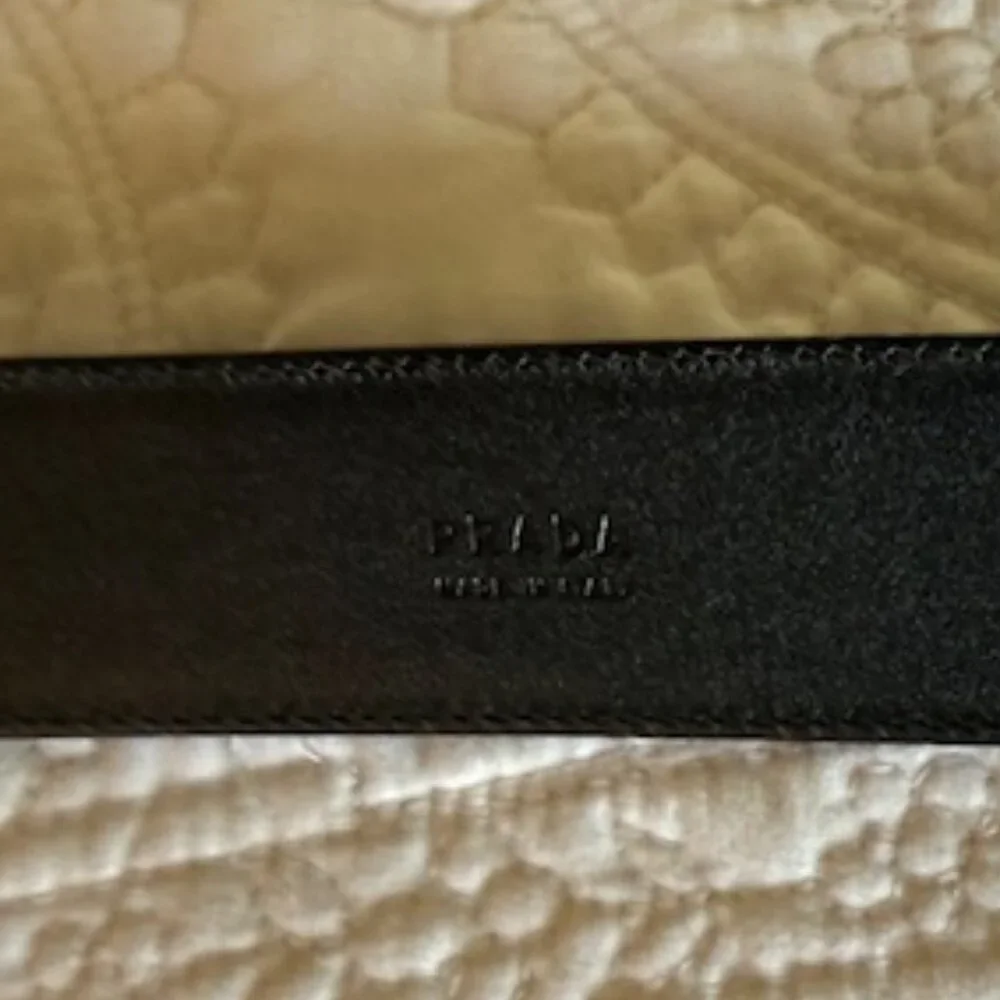 men prada leather black belt size42